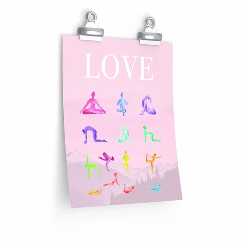 Love Yoga 14 Poses Premium Matte Poster