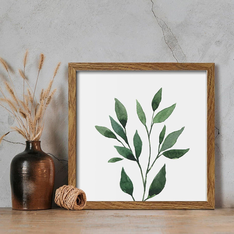 Framed Bathroom Wall Art Set of 4 for Botanical Wall Decor Green Plant