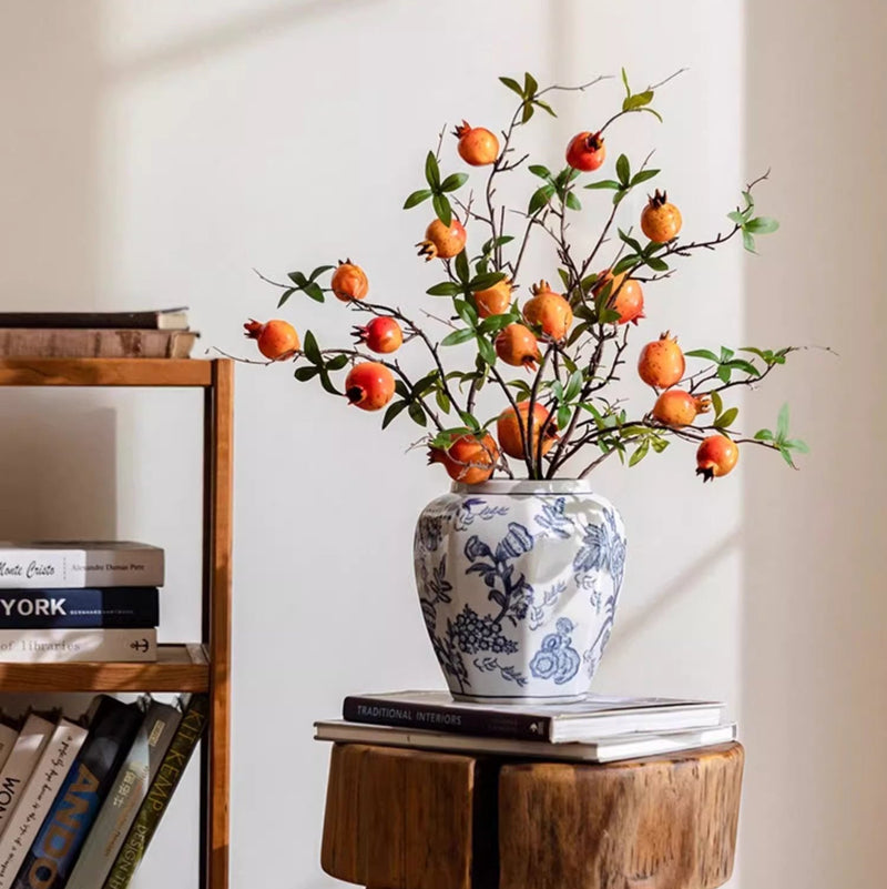 Blue and White Porcelain Floral Vase