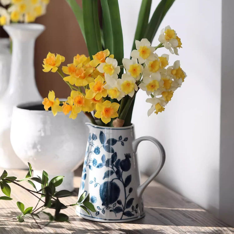 Pomegranate Hand-Painted Blue and White Porcelain Vase