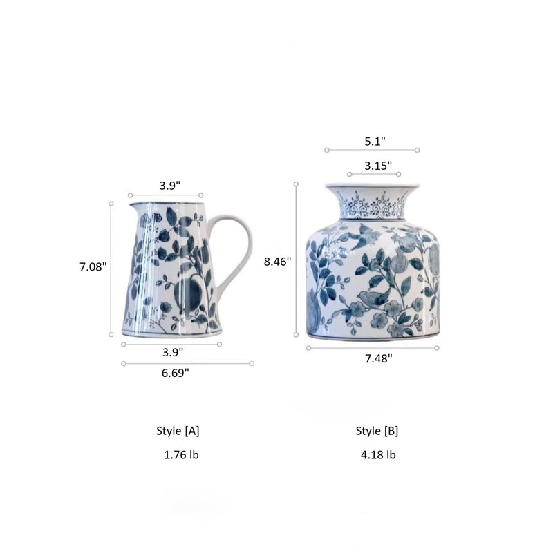 Pomegranate Hand-Painted Blue and White Porcelain Vase