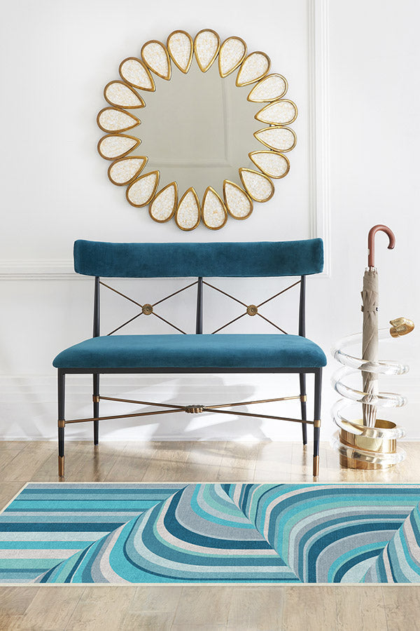 Jonathan Adler Waterfall Ocean Blue Tufted Rug